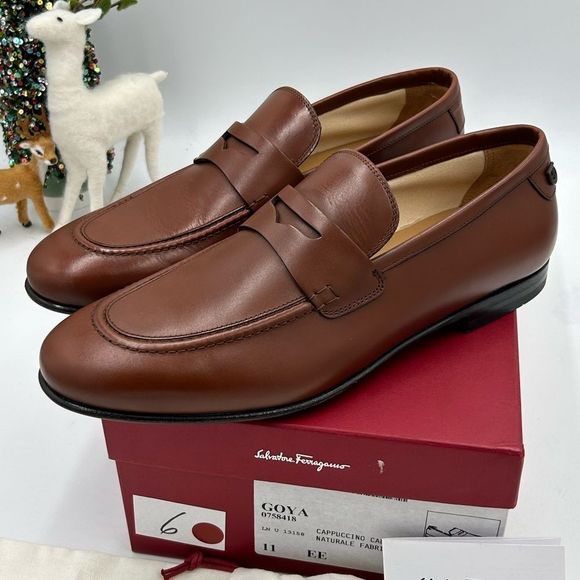 Men’s Salvatore, Ferragamo, Goya soft leather loafers size 11 EE made in Italy - Picture 2 of 9